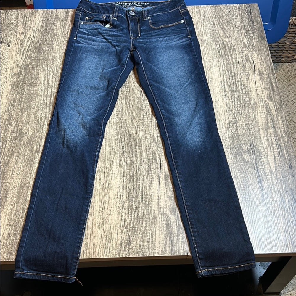 American Eagle Outfitters Blue Straight Leg Skinny Jeans